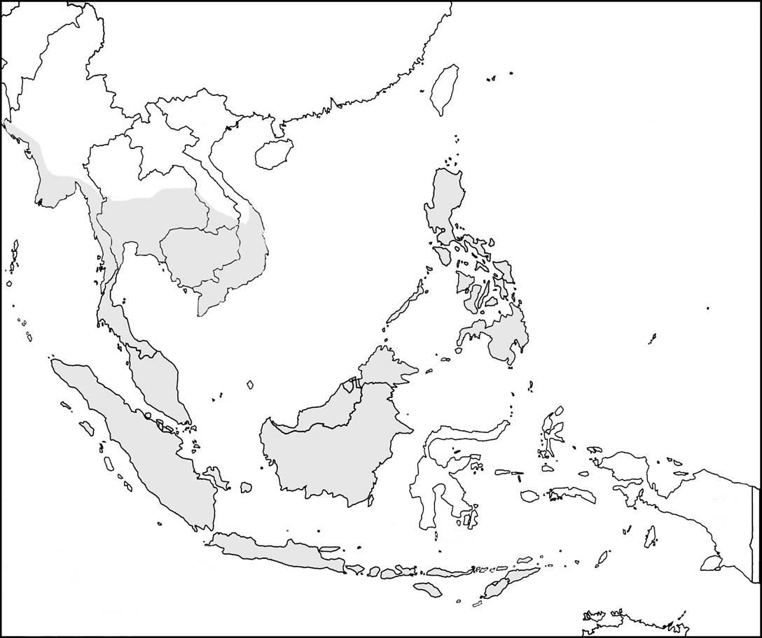 Map showing the distribution of cynomolgus macaques in Asia